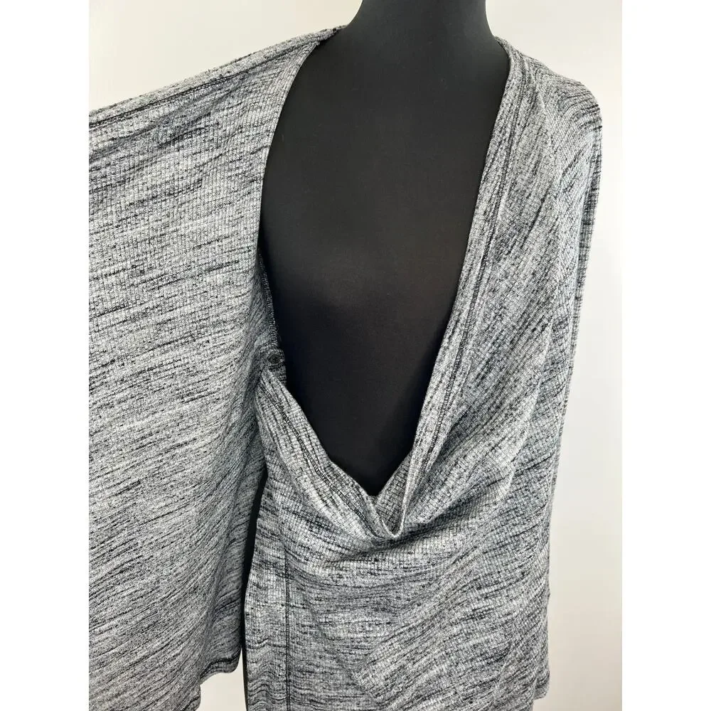 Three Dots Gray Asymmetric Wrap Front Draped Long Sleeve Cardigan Sweater XS